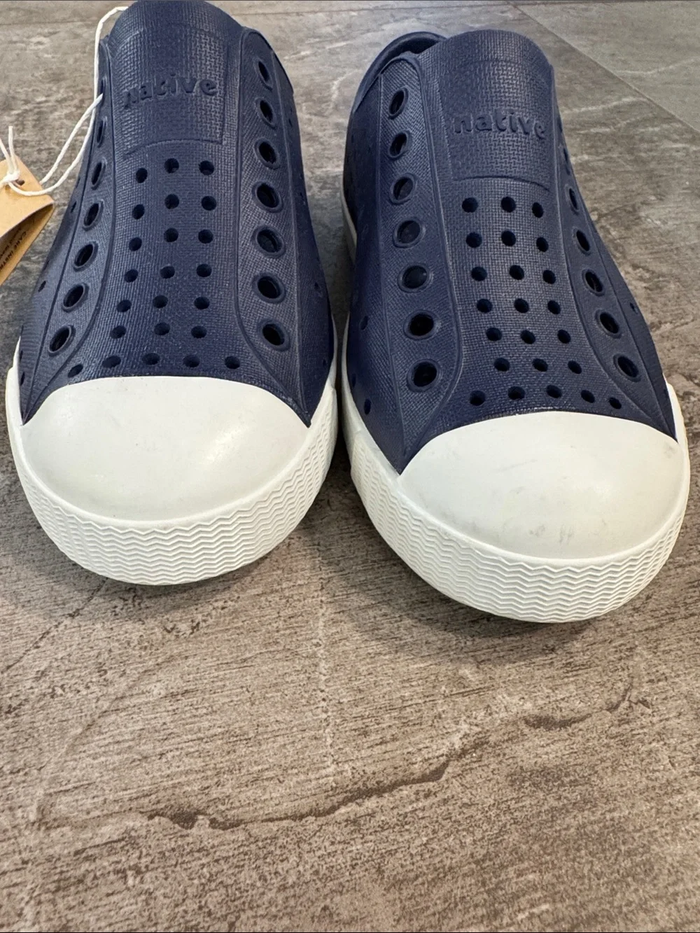 Native Kids Jefferson Slip-On Water Shoes in Navy and White 12c